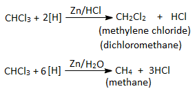 reduction of chloroform CHCl3