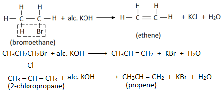 Elimination reaction of haloalkanes