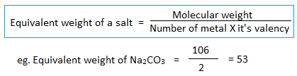 Equivalent weight of a salt