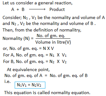 Normality equation (N1V1 = N2V2)