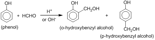 Condensation(polymerization) of phenol with formaldehyde (methanal)