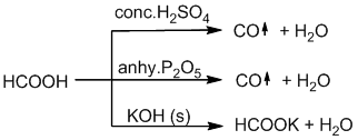 Aqueous formic acid can not be dried by conc. H2SO4, P2O5 and solid KOH, why?