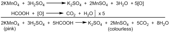 formic acid is treated with acidified KMnO4 solution